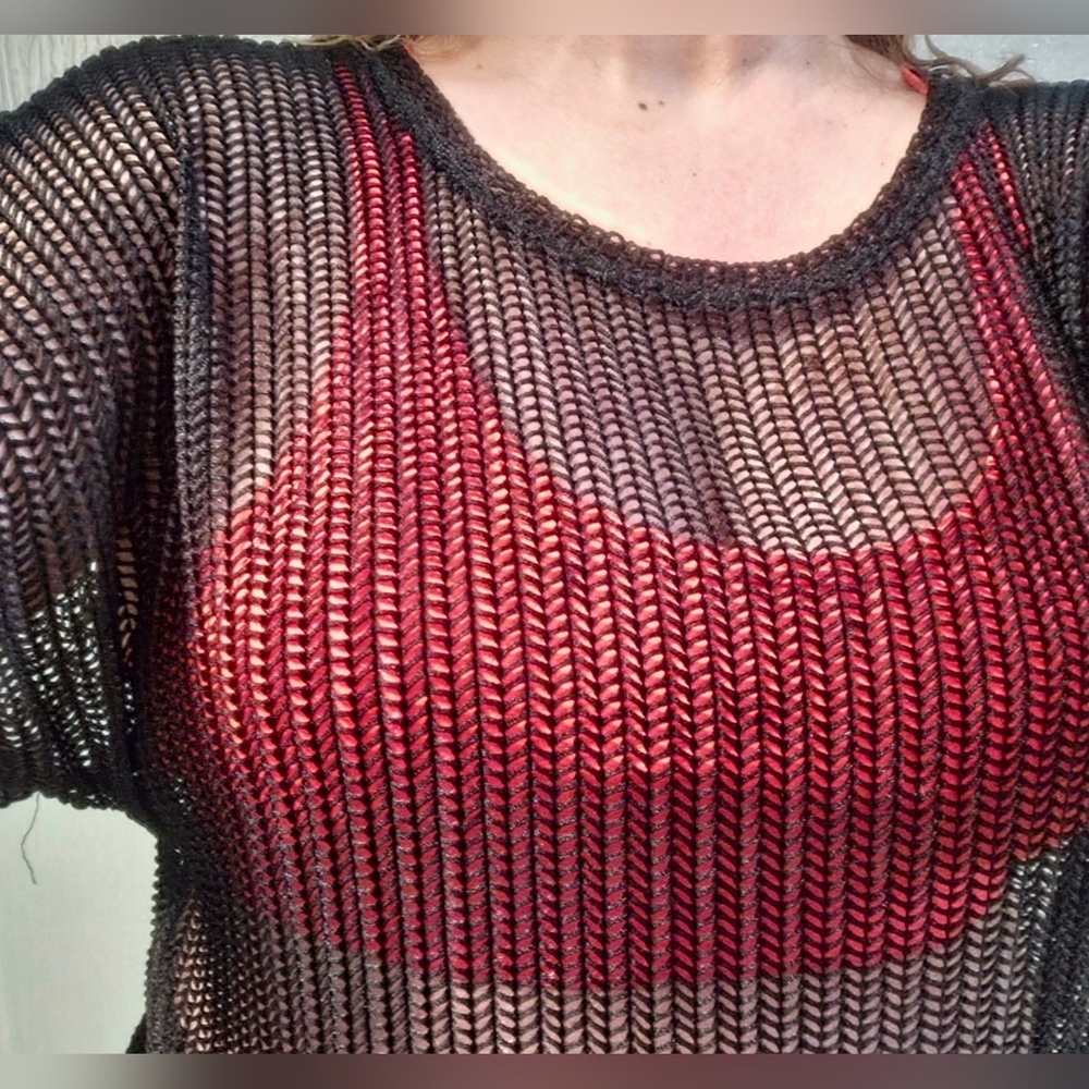 Loose Fit Sheer Black Knit Top